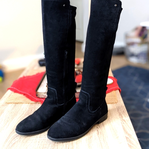 Very Volatile Black Suede Knee High 